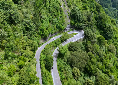 Aerial View of Scenic Mountain Roads and Tea Plantations in Munnar, Kerala, India