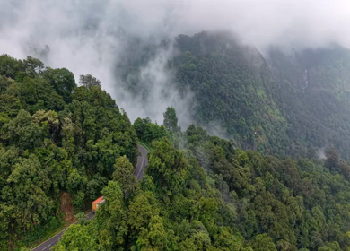 Aerial View of Sharavati Valley and Misty Western Ghats, Karnataka