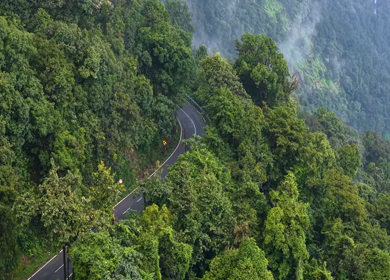 Aerial View of Sharavati Valley and Misty Western Ghats, Karnataka
