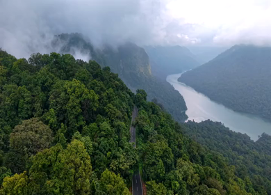 Aerial View of Sharavati Valley and Misty Western Ghats, Karnataka