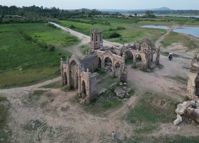 Aerial View of Shettihalli Rosary Church Ruins in Hassan Karnataka India