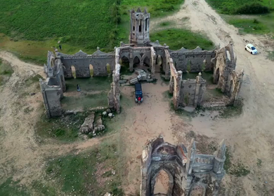 Aerial View of Shettihalli Rosary Church Ruins in Hassan Karnataka India