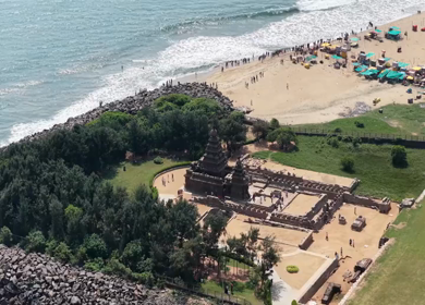 Aerial View of Shore Temple Mahabalipuram Tamil Nadu India