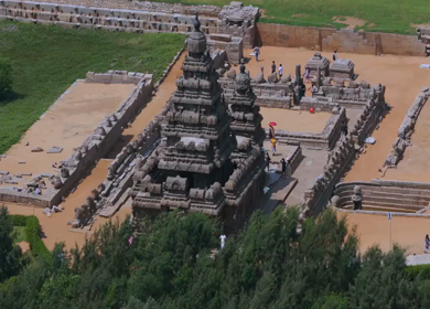 Aerial View of Shore Temple Mahabalipuram Tamil Nadu India