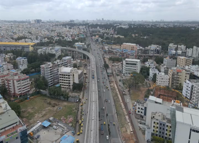Aerial View of Silk Board Junction with Metro Line in Bangalore Karnataka India