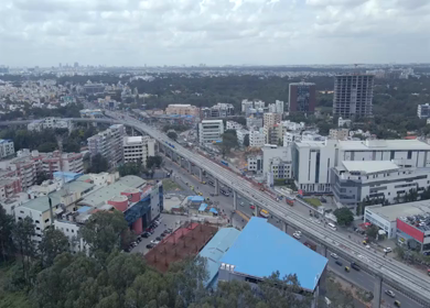 Aerial View of Silk Board Junction with Metro Line in Bangalore Karnataka India