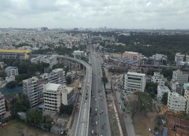 Aerial View of Silk Board Junction with Metro Line in Bangalore Karnataka India