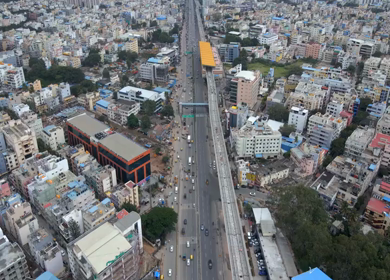 Aerial View of Silk Board Junction with Metro Line in Bangalore Karnataka India