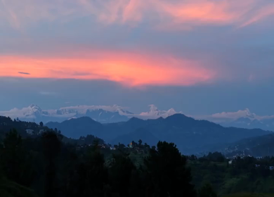 Aerial View of Snow-Capped Himalayan Peaks from Kasar Devi, Almora, Uttarakhand