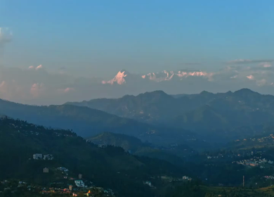 Aerial View of Snow-Capped Himalayan Peaks from Kasar Devi, Almora, Uttarakhand