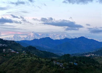 Aerial View of Snow-Capped Himalayan Peaks from Kasar Devi, Almora, Uttarakhand