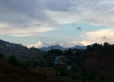 Aerial View of Snow-Capped Himalayan Peaks from Kasar Devi, Almora, Uttarakhand