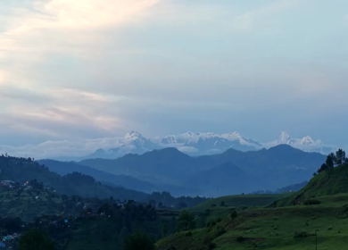 Aerial View of Snow-Capped Himalayan Peaks from Kasar Devi, Almora, Uttarakhand