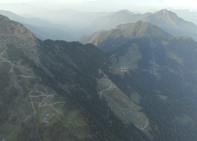 Aerial View of Snow Capped Himalayan Mountains Near Tungnath Uttarakhand India
