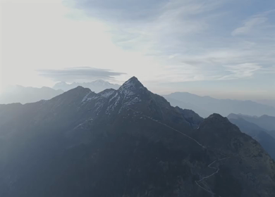 Aerial View of Snow Capped Himalayan Mountains Near Tungnath Uttarakhand India