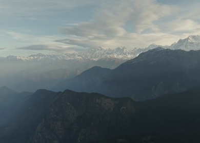 Aerial View of Snow Capped Himalayan Mountains Near Tungnath Uttarakhand India