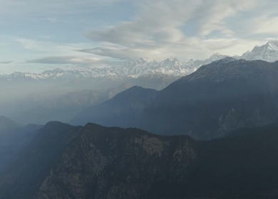 Aerial View of Snow Capped Himalayan Mountains Near Tungnath Uttarakhand India