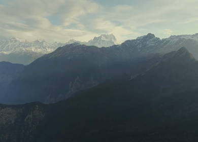 Aerial View of Snow Capped Himalayan Mountains Near Tungnath Uttarakhand India