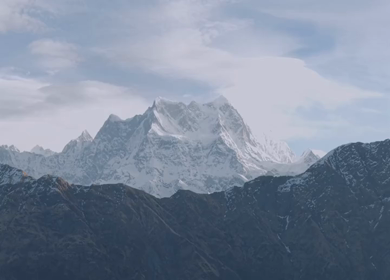 Aerial View of Snow Capped Himalayan Mountains Near Tungnath Uttarakhand India