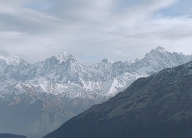 Aerial View of Snow Capped Himalayan Mountains Near Tungnath Uttarakhand India