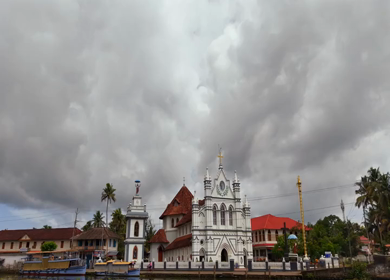 Aerial View of St. Mary’s Forane Church Pulinkunnu Alappuzha Kerala