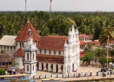 Aerial View of St. Mary’s Forane Church Pulinkunnu Alappuzha Kerala