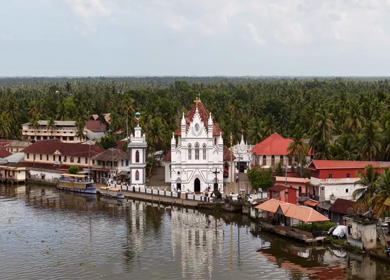 Aerial View of St. Mary’s Forane Church Pulinkunnu Alappuzha Kerala