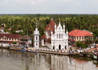 Aerial View of St. Mary’s Forane Church Pulinkunnu Alappuzha Kerala