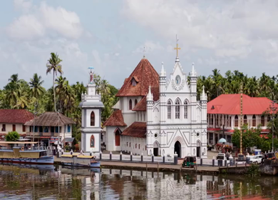 Aerial View of St. Mary’s Forane Church Pulinkunnu Alappuzha Kerala