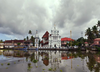 Aerial View of St. Mary’s Forane Church Pulinkunnu Alappuzha Kerala