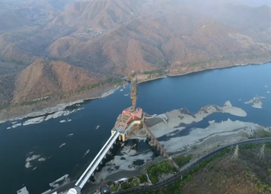 Aerial View of Statue of Unity and Narmada River Gujarat