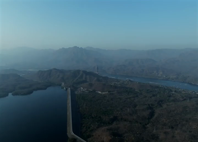 Aerial View of Statue of Unity and Narmada River Gujarat