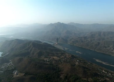 Aerial View of Statue of Unity and Narmada River Gujarat