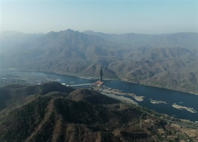 Aerial View of Statue of Unity and Narmada River Gujarat