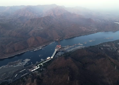 Aerial View of Statue of Unity and Narmada River Gujarat