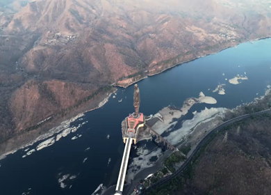 Aerial View of Statue of Unity and Narmada River Gujarat
