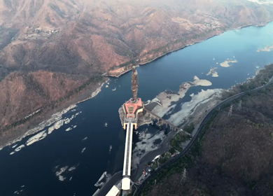 Aerial View of Statue of Unity and Narmada River Gujarat