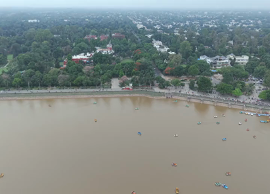 Aerial View of Sukhna Lake and Chandigarh Cityscape in India