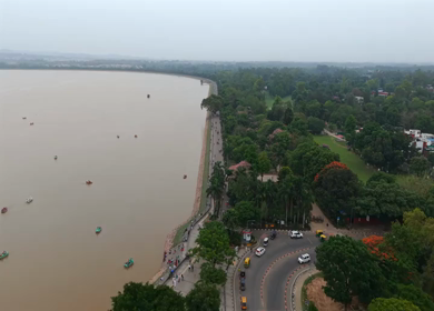 Aerial View of Sukhna Lake and Chandigarh Cityscape in India
