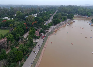 Aerial View of Sukhna Lake and Chandigarh Cityscape in India