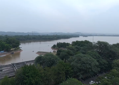 Aerial View of Sukhna Lake and Chandigarh Cityscape in India