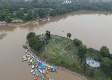 Aerial View of Sukhna Lake and Chandigarh Cityscape in India