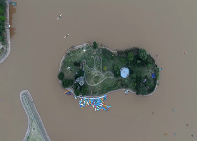 Aerial View of Sukhna Lake and Chandigarh Cityscape in India
