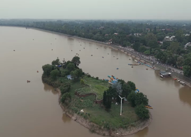 Aerial View of Sukhna Lake and Chandigarh Cityscape in India