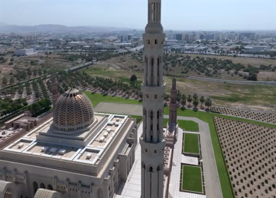 Aerial View of Sultan Qaboos Grand Mosque Muscat Oman