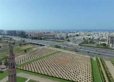 Aerial View of Sultan Qaboos Grand Mosque Muscat Oman