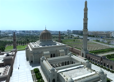 Aerial View of Sultan Qaboos Grand Mosque Muscat Oman