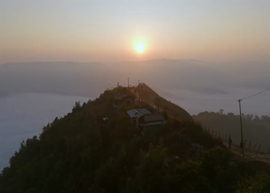 Aerial View of Sunrise Over Nongjrong Hills Meghalaya India