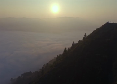 Aerial View of Sunrise Over Nongjrong Hills Meghalaya India