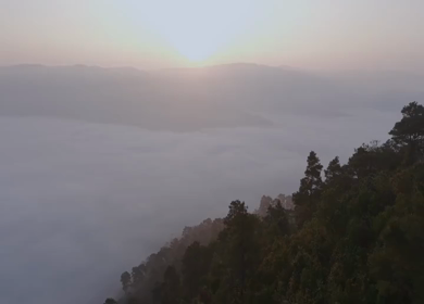 Aerial View of Sunrise Over Nongjrong Hills Meghalaya India